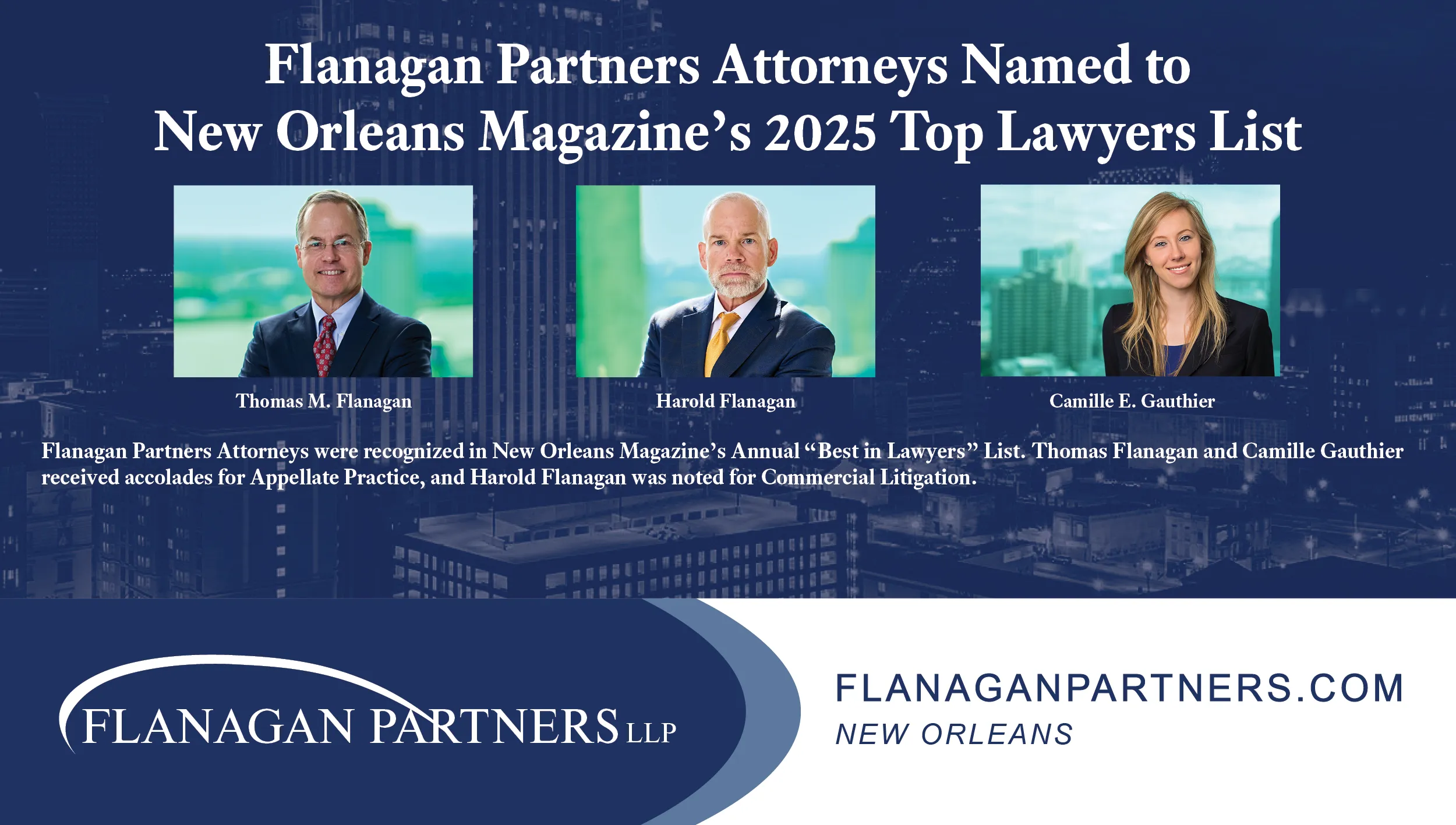 New Orleans Magazine 2025 Top Lawyers recognition for Flanagan Partners