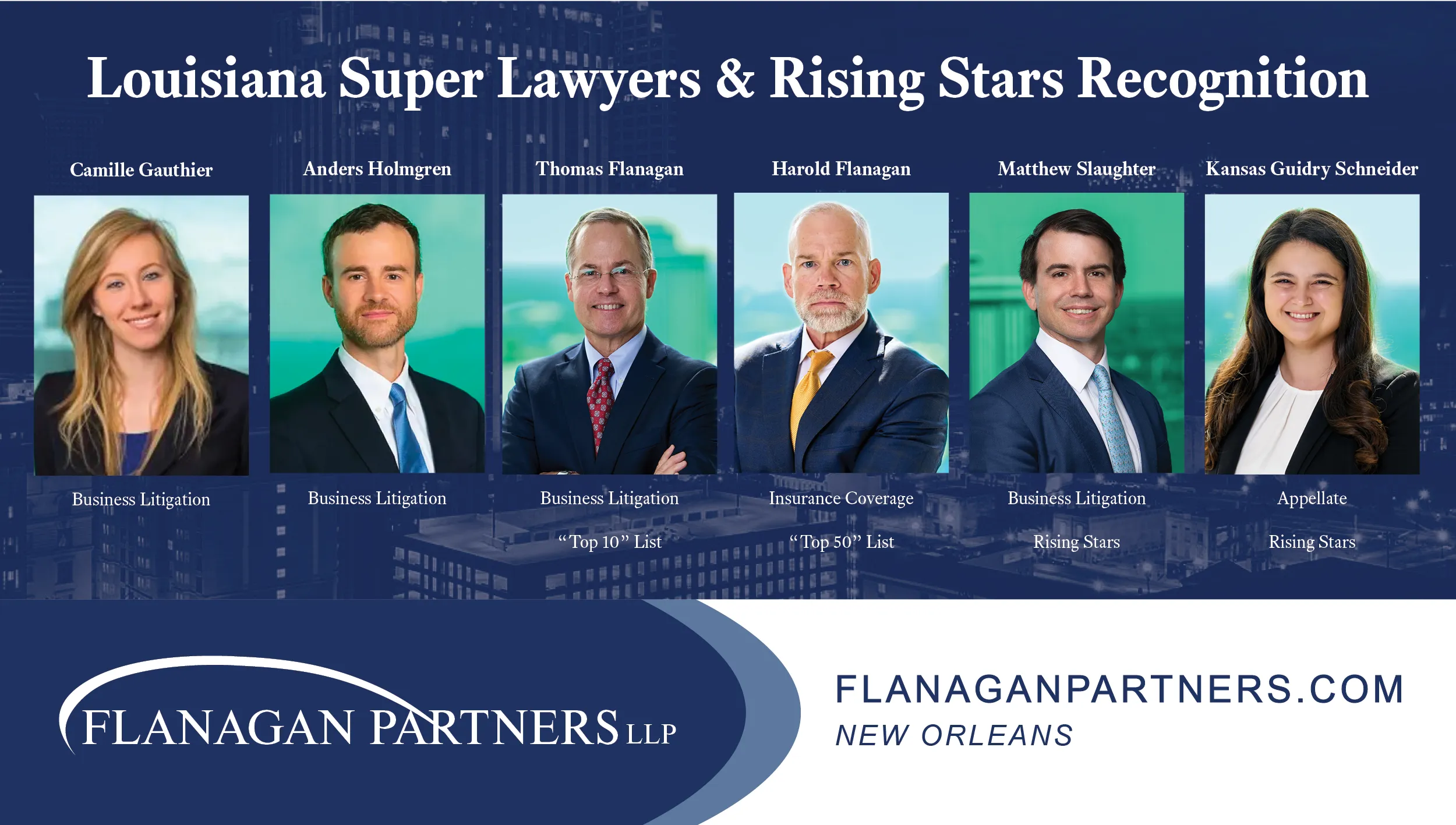 Flanagan Partners 2026 Louisiana Super Lawyers recognition graphic